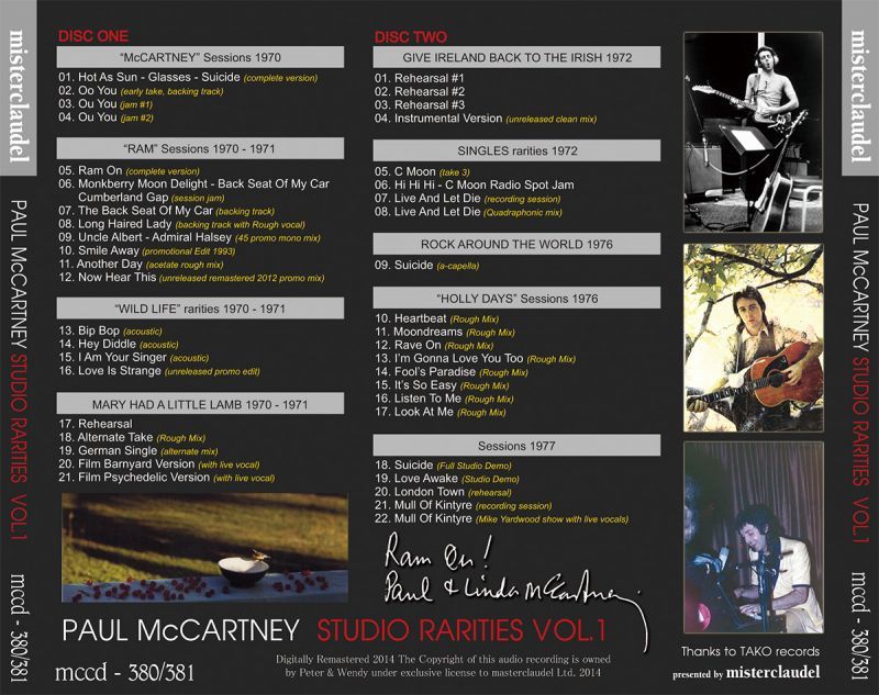PAUL McCARTNEY / STUDIO RARITIES Vol.1 【2CD】